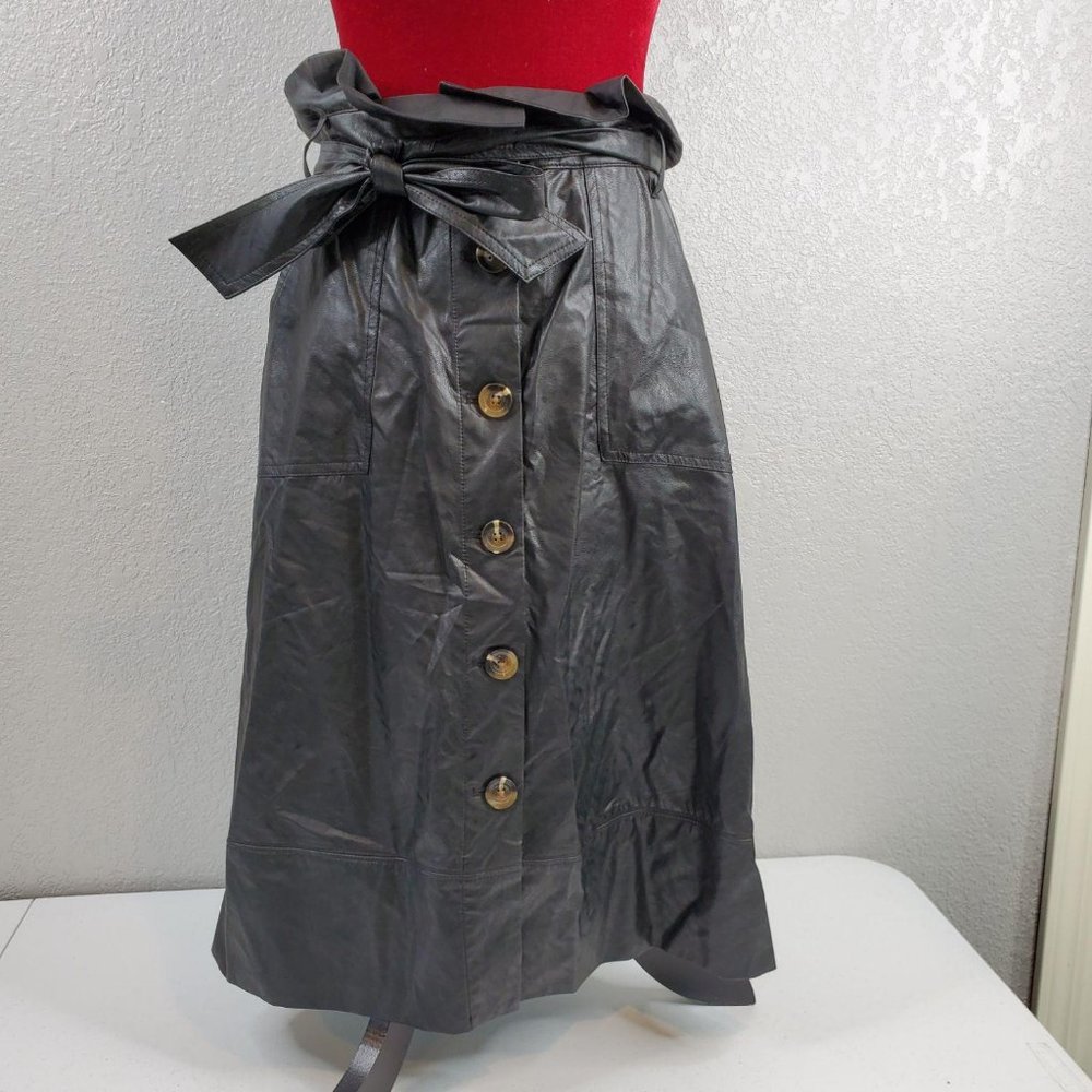 Who What Wear Womens Black Waist Tie Button Front